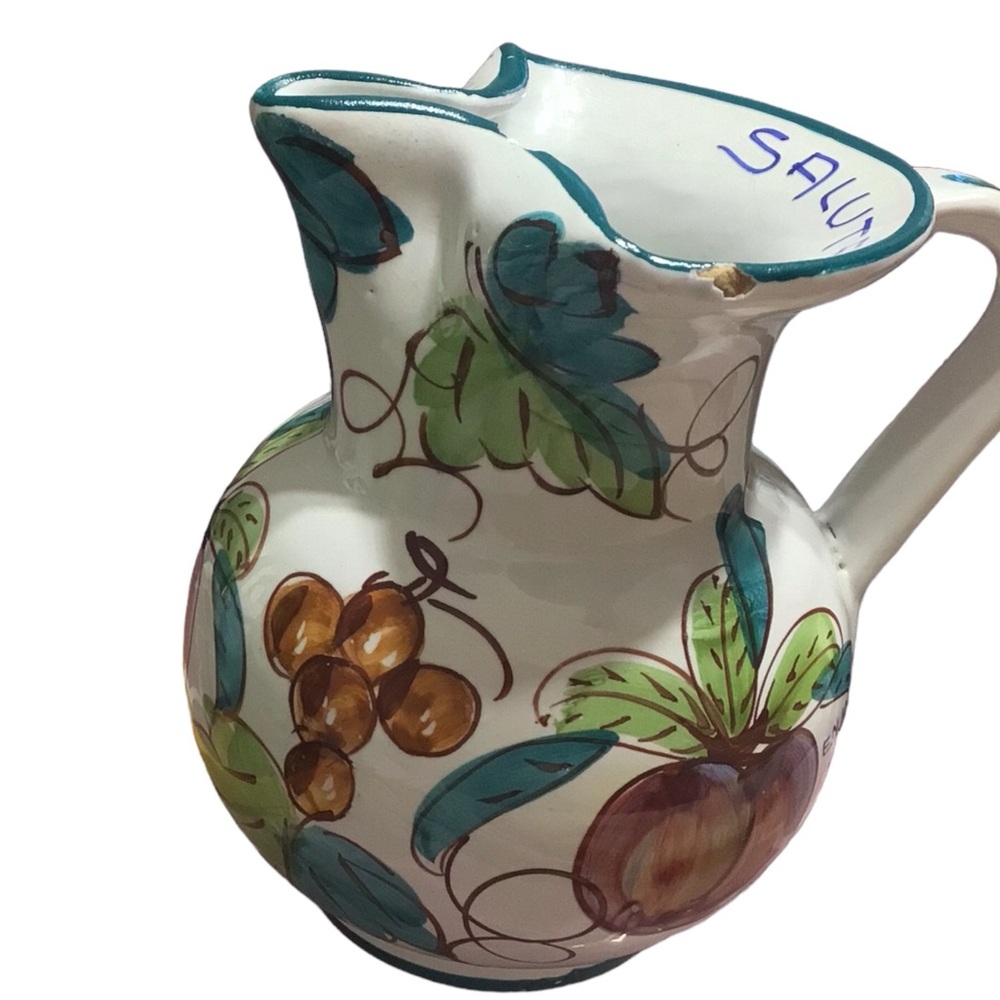PRINCE MACARONI SPAGHETTI 1940s VINTAGE ITALIAN CERAMIC HAND-PAINTED PITCHER - Picture 9 of 12